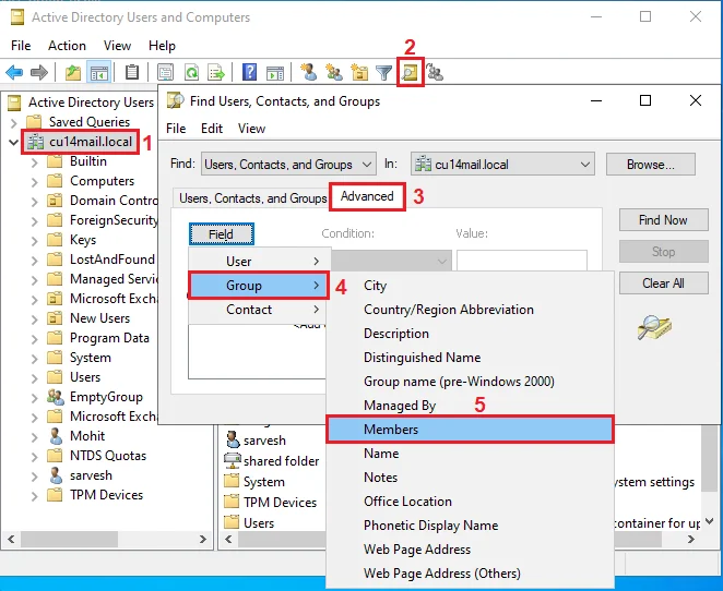 Setup ADUC for Group Membership List
