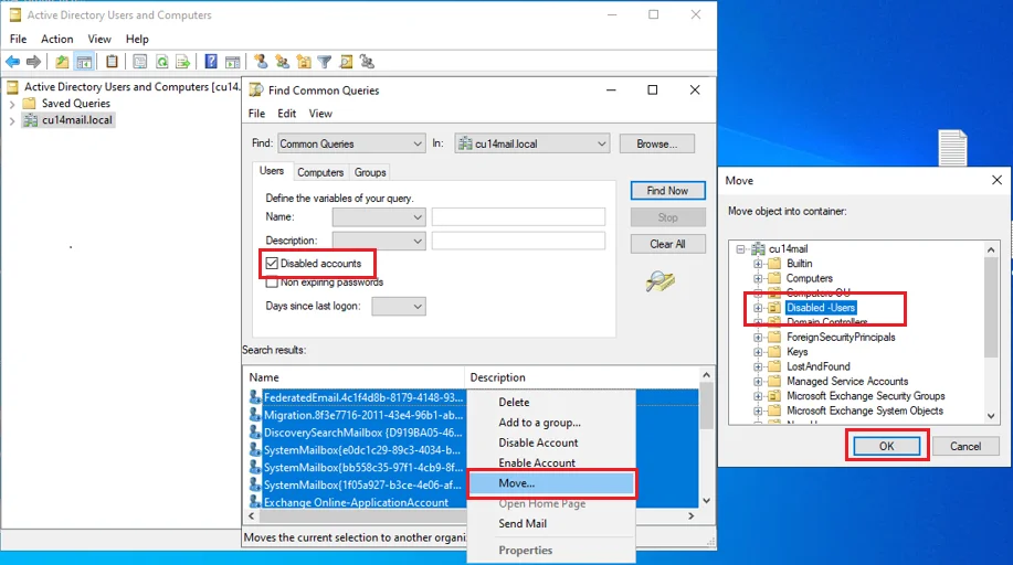 Filter and Place Disabled Users