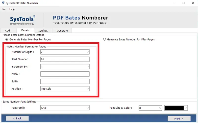 Enter PDF file to insert page number