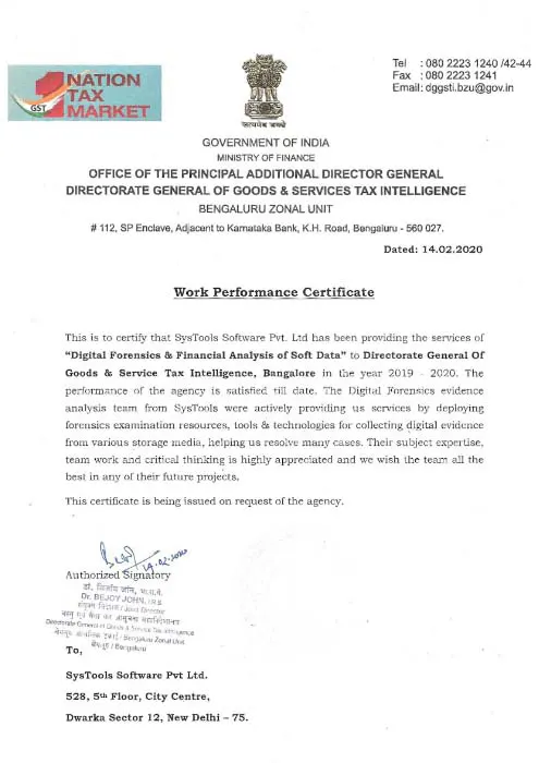 service for gst intelligence