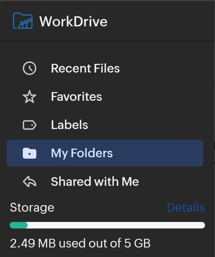 Zoho WorkDrive Storage Limit