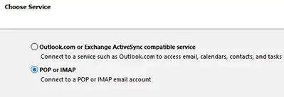 set imap as account type