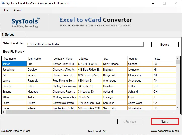 Preview Contacts