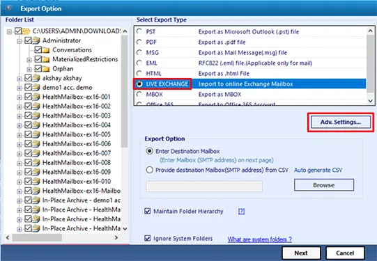 click on advance settings