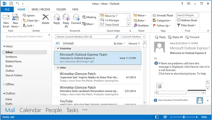 open outlook data file