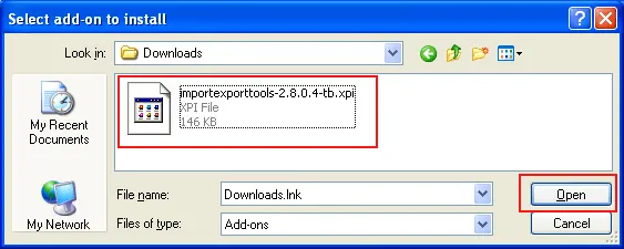 choose file and click open