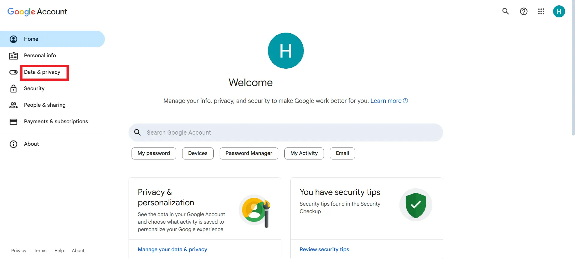 Select Data & Privacy