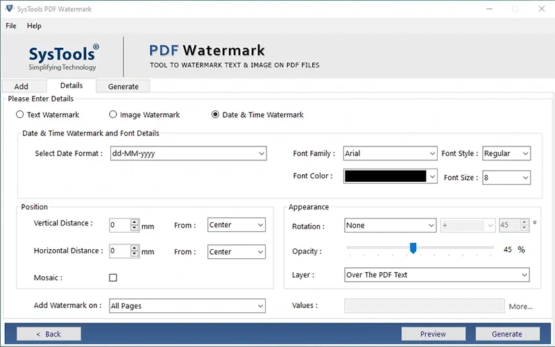 add date/time watermark to PDF files