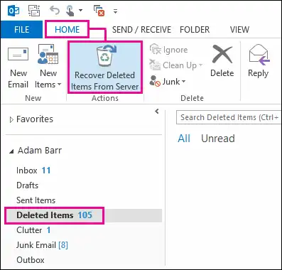 Recover Deleted Calendar Items in Outlook 