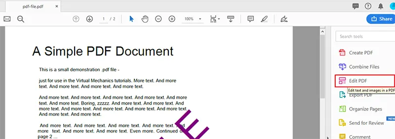 Click on the Edit PDF option