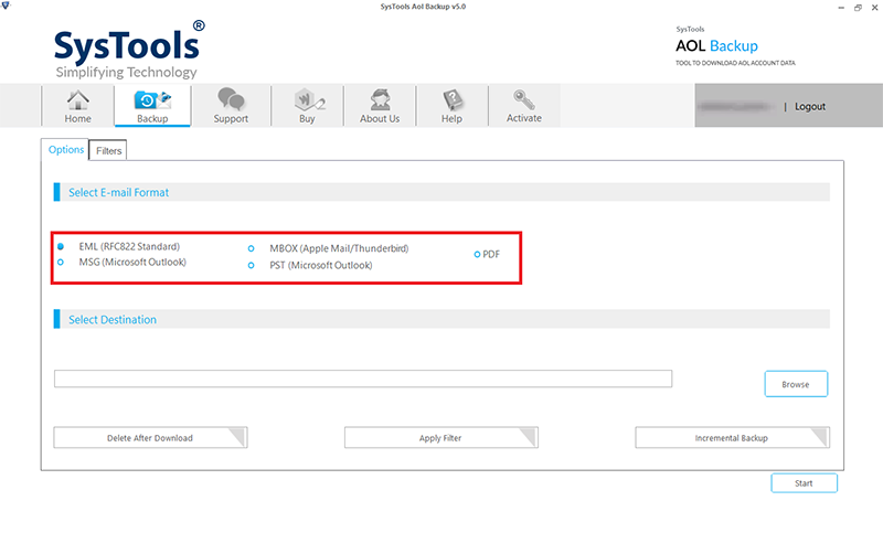 select the Email format