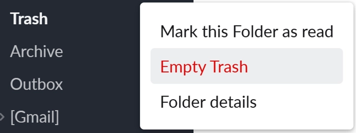 Empty Zoho Mail Trash to Get back Storage