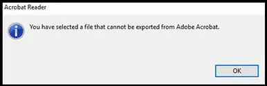 you have selected a file that cannot be exported