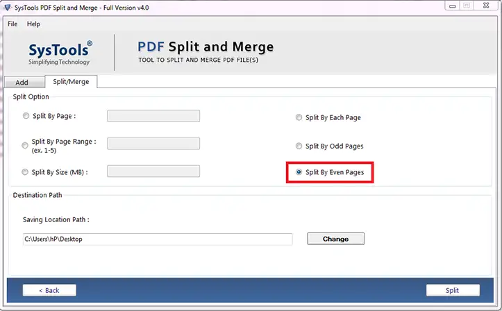 split even pages in pdf