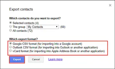 Click Export option