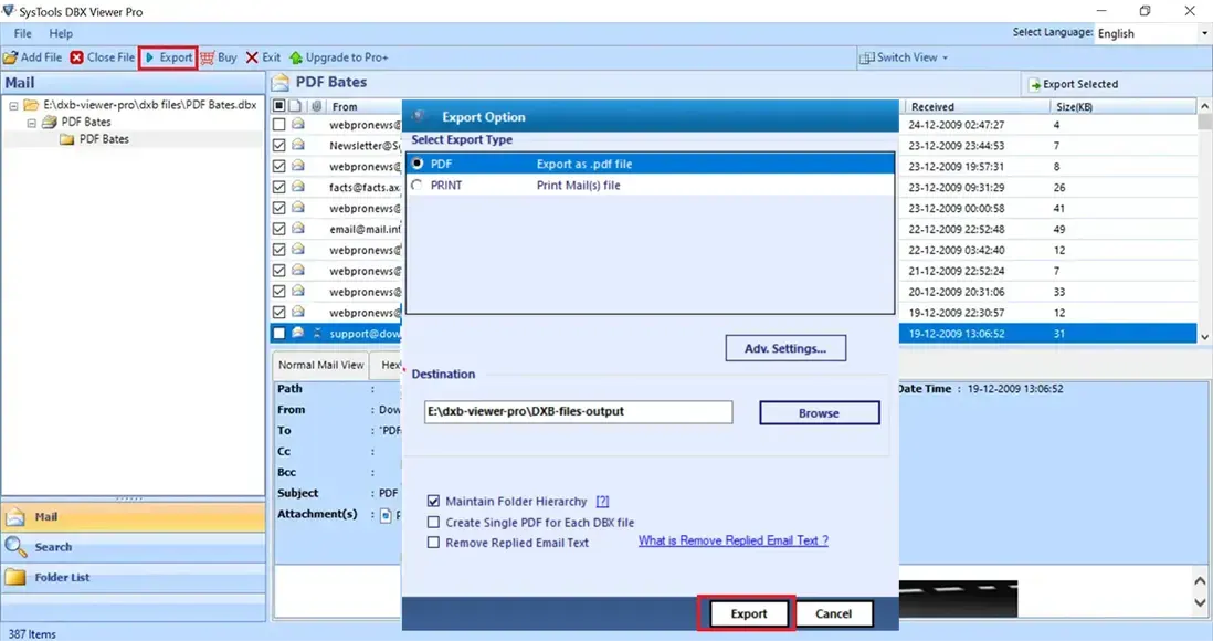Multiple Export Options