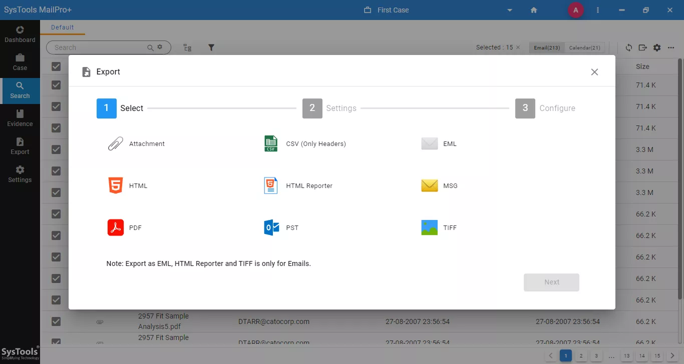 Different Export Options