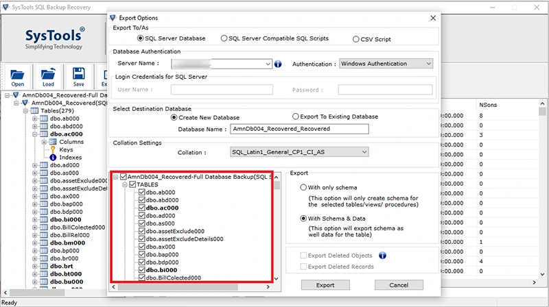 select db objects