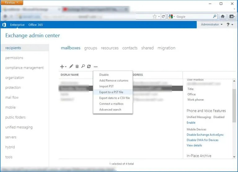 Export to a PST file