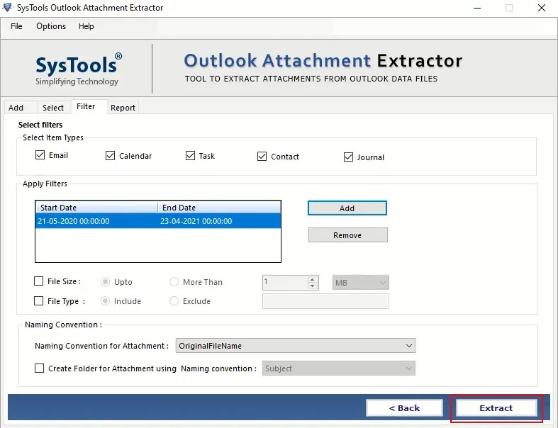 click extract to save outlook attachments to desktop automatically