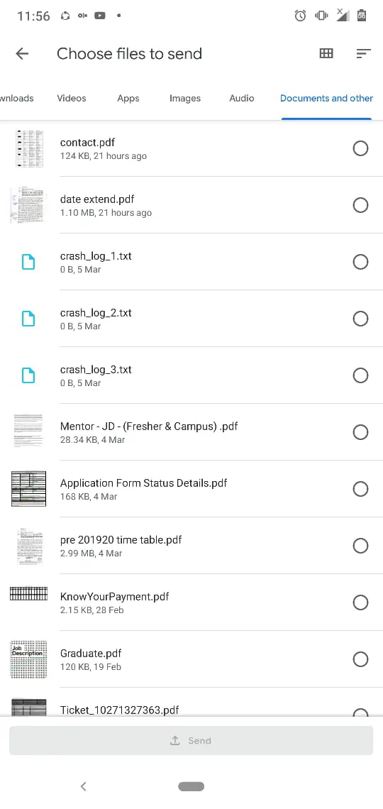 Select the device to share the file