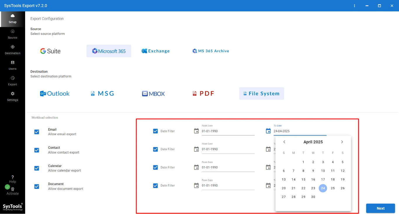 Set up tool to Download All Data from OneDrive for Business 