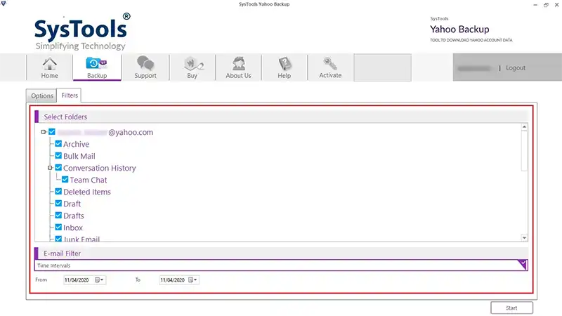 Filter Emails of Yahoo Data