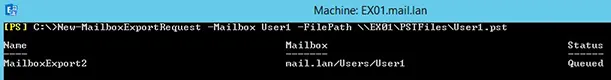 New-MailboxExportRequest