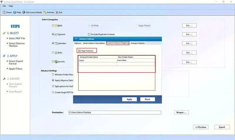 folder to folder mapping