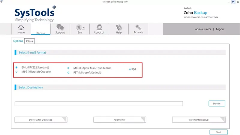 export zoho emails