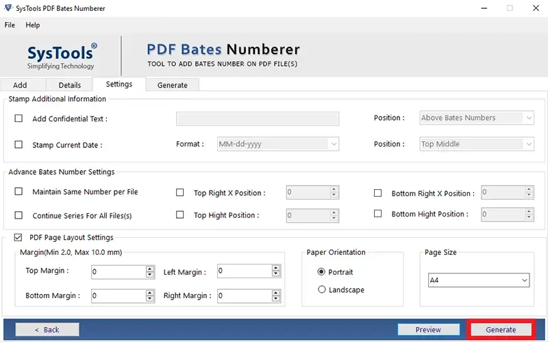 Generate page numbers on PDF pages