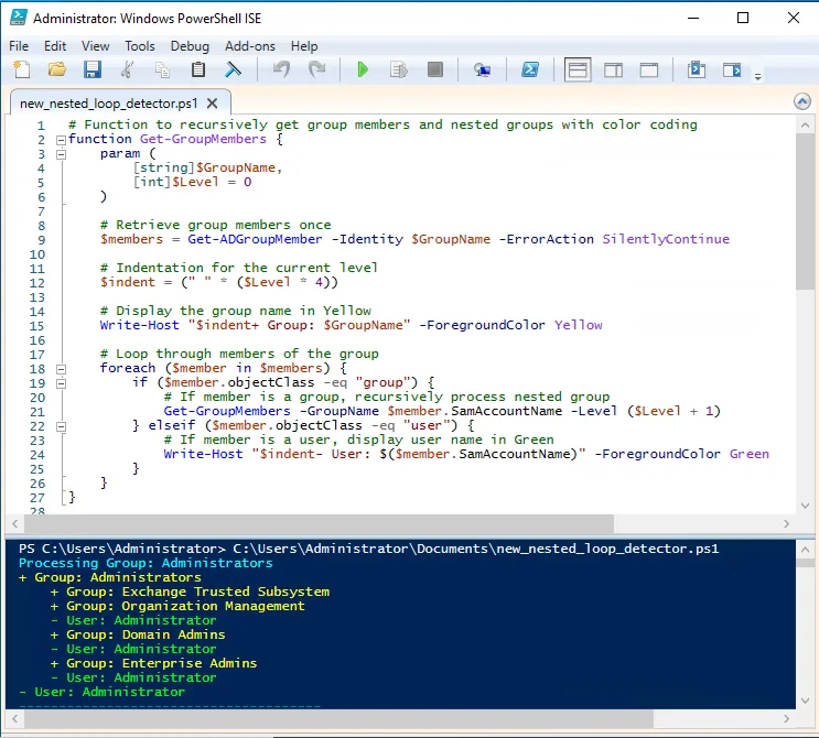 powershell get members of ad group that is nested