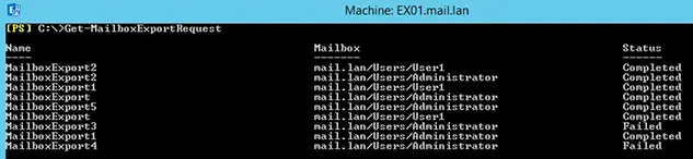 Get-MailboxExportRequest