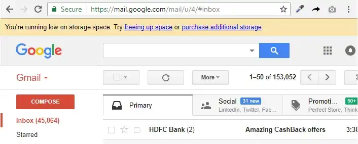 Gmail is Running Out of Space Issue