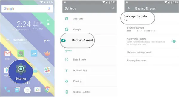 Transfer data through google account