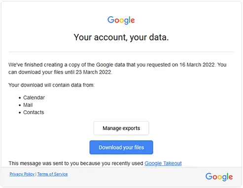 download your files via google takeout