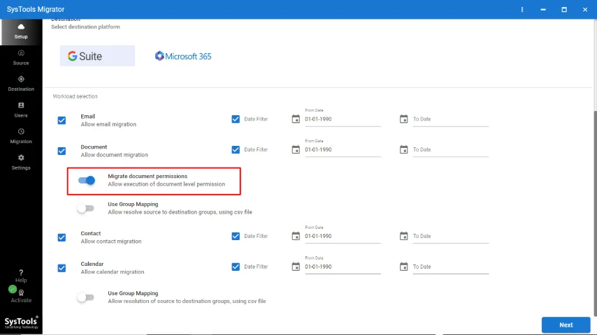 choose document option