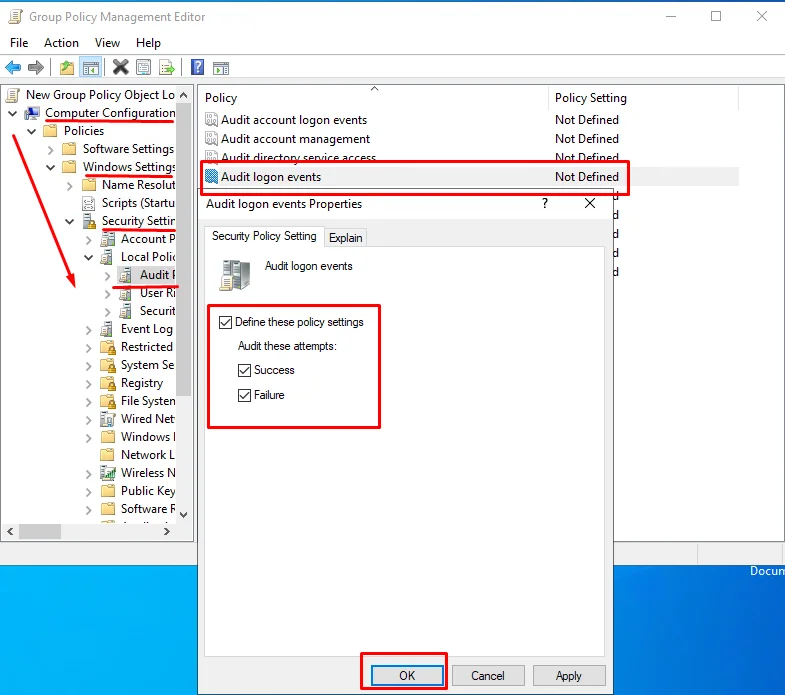 audit account logon events