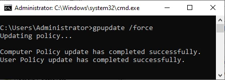 use gpupdate /force command