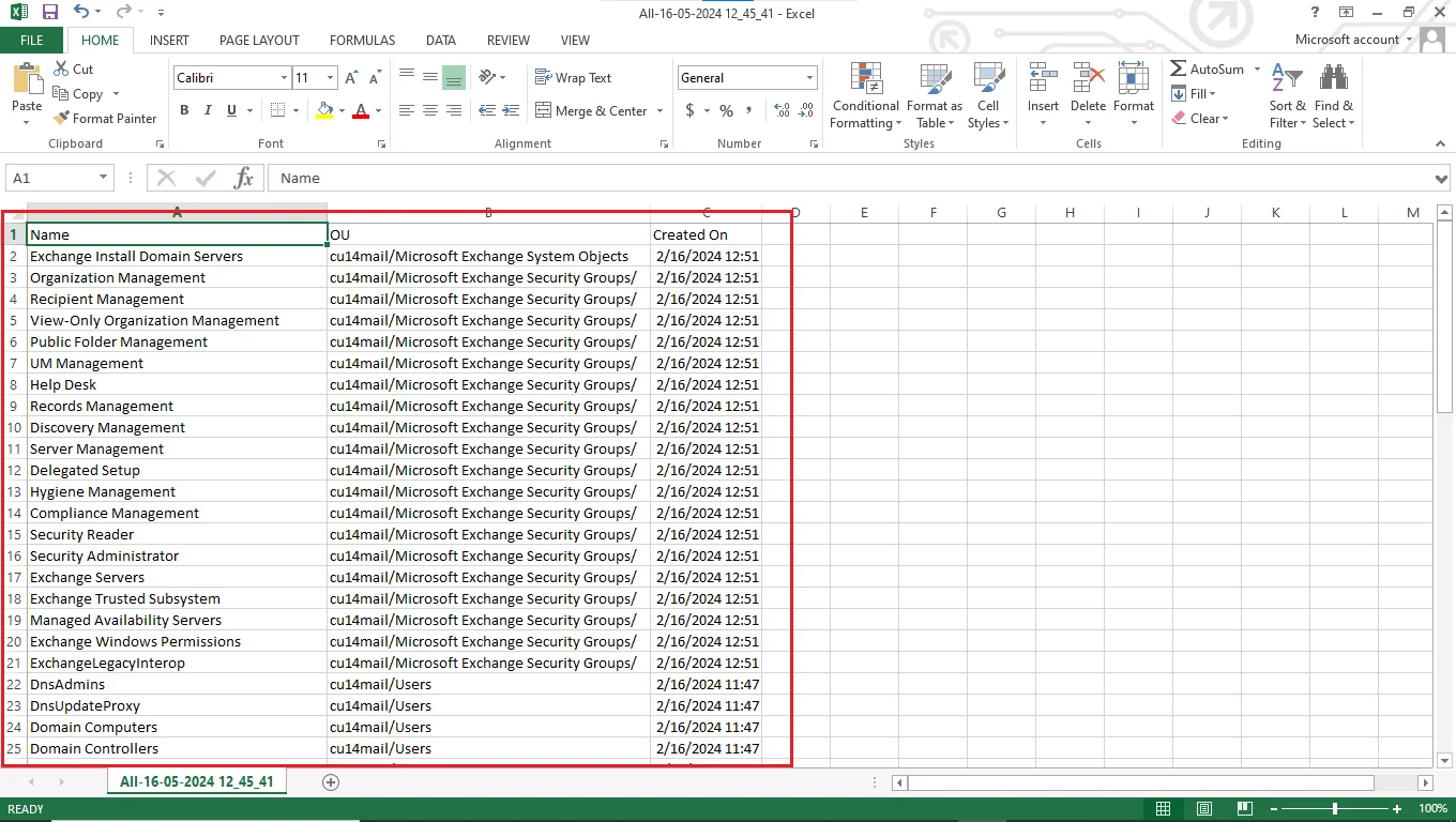 View CSV list of Active Directory Groups