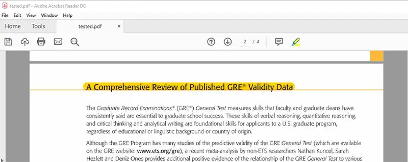 highlight text in the pdf