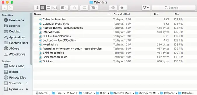check the ics files