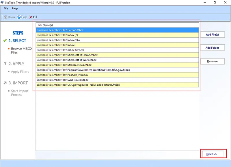 select folders