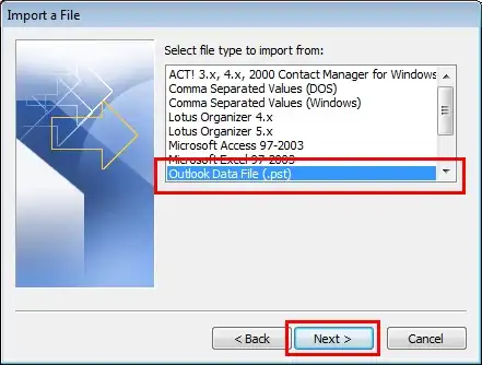Outlook data file (.pst)