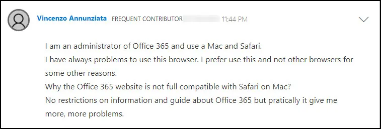Office 365 issues with safari
