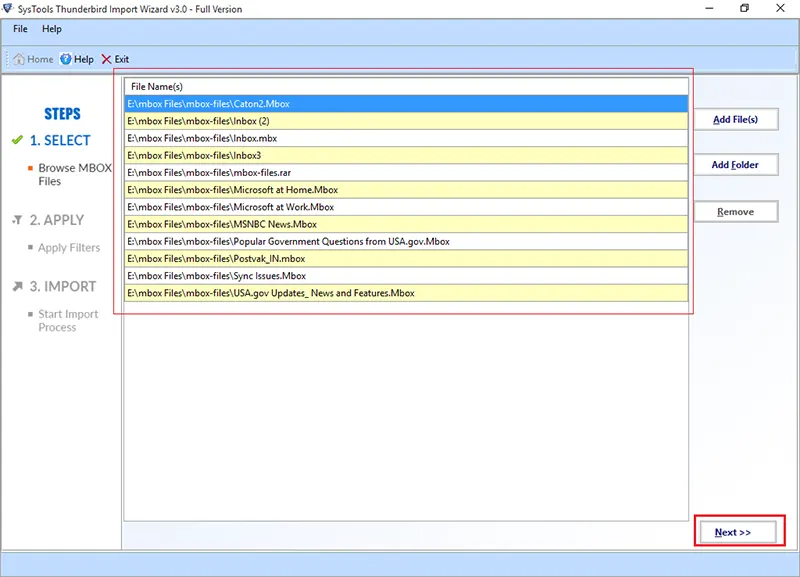 select files