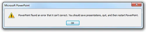 Powepoint found an error that can't correct