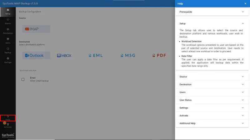 Launch IMAP Backup Software