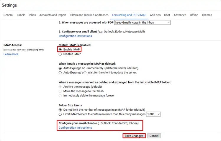 enable imap