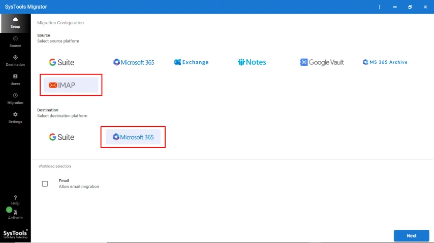 migrate IMAP data to Office 365
